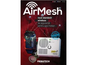 Detector de gaz metan wireless Prefer AirMesh cu electrovalva de 3/4, 5 ani durata de viata, echipament complet